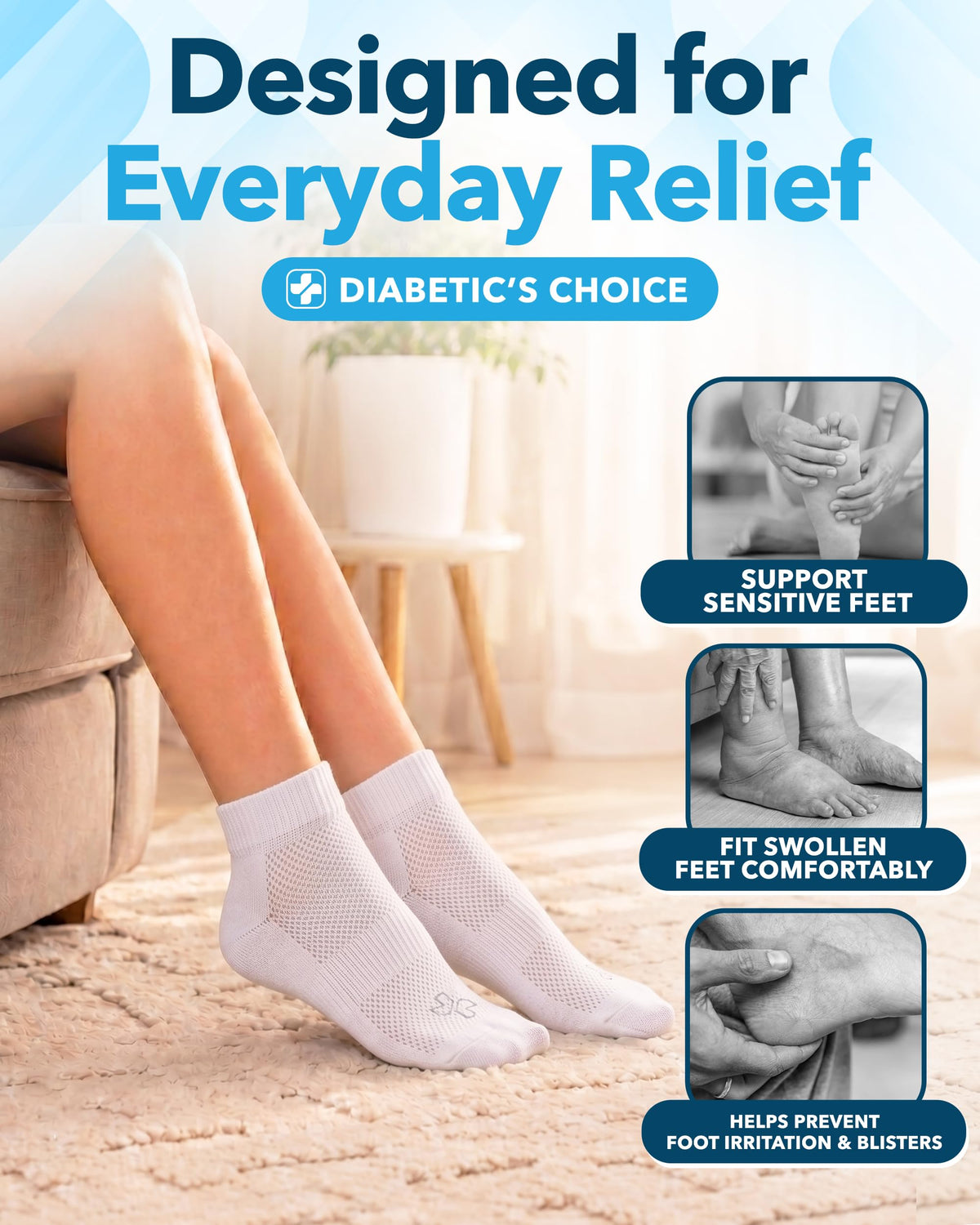 Viscose Bamboo Diabetic Socks 6 Pairs M63766
