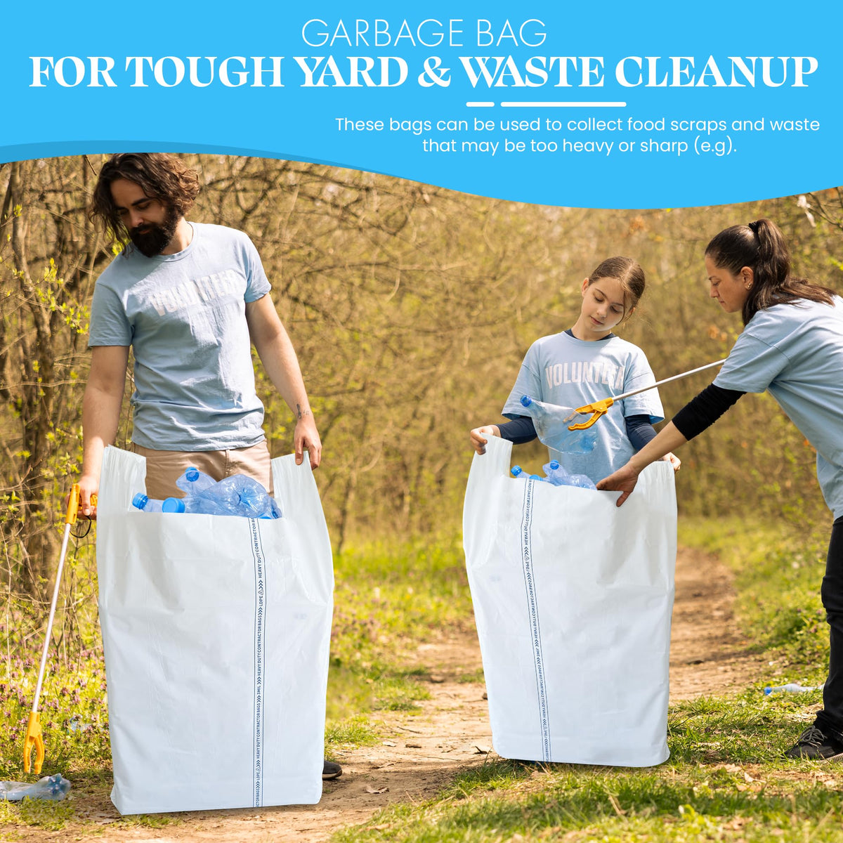 52 Gallon 40 Count 3 MIL Heavy Duty Trash Bags with Handles E60870