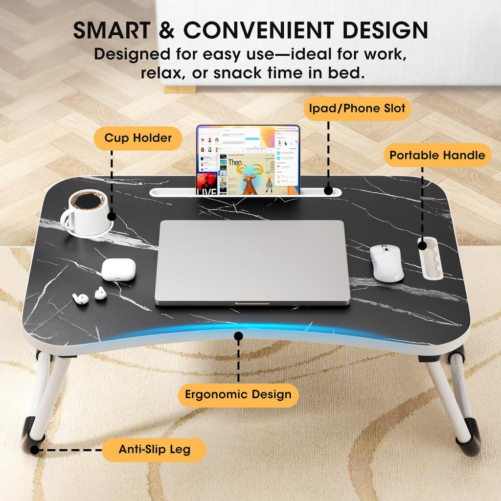 Folding Wood Lap Desk with Cup Holder W278