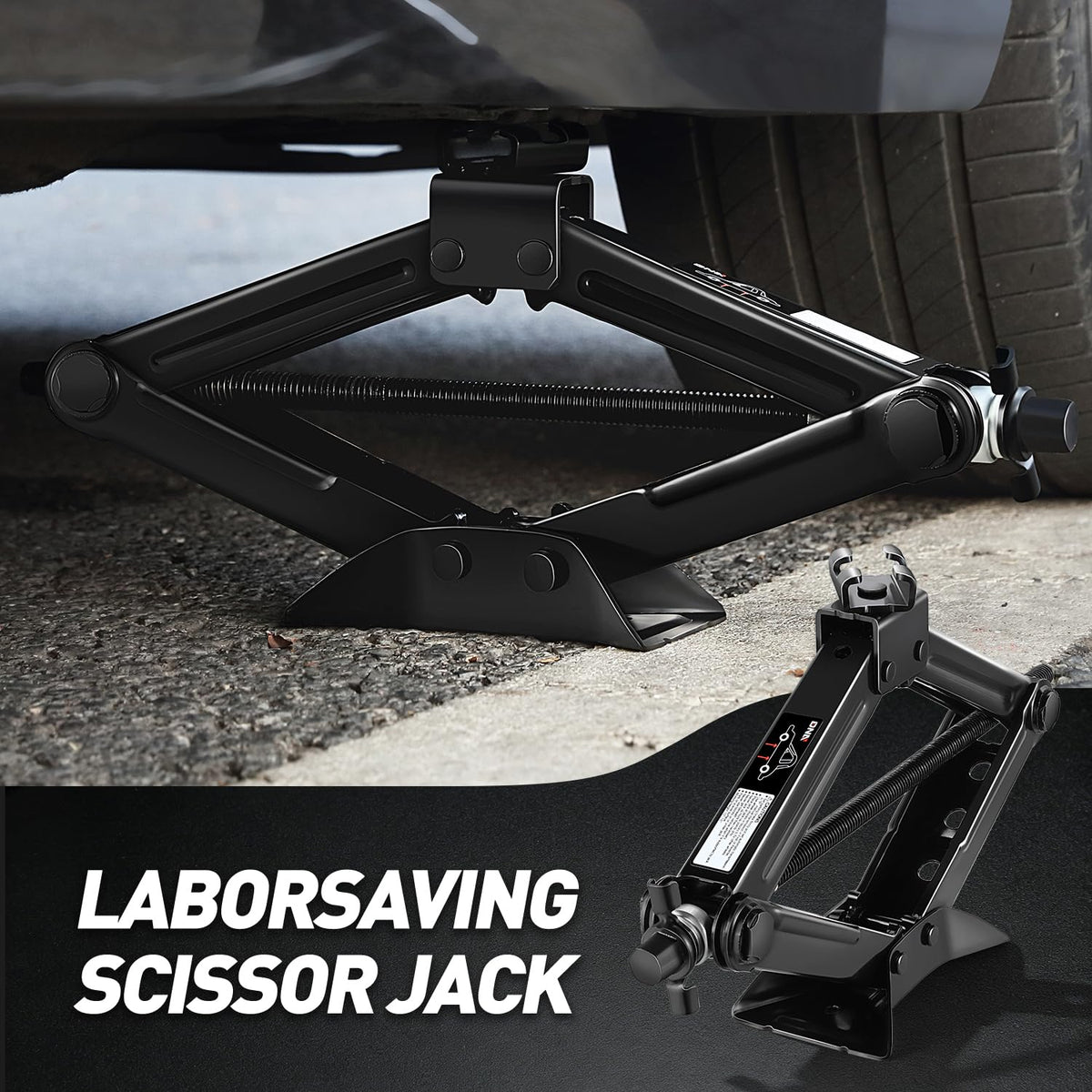 Scissor Jack 1.5 Ton Black H450
