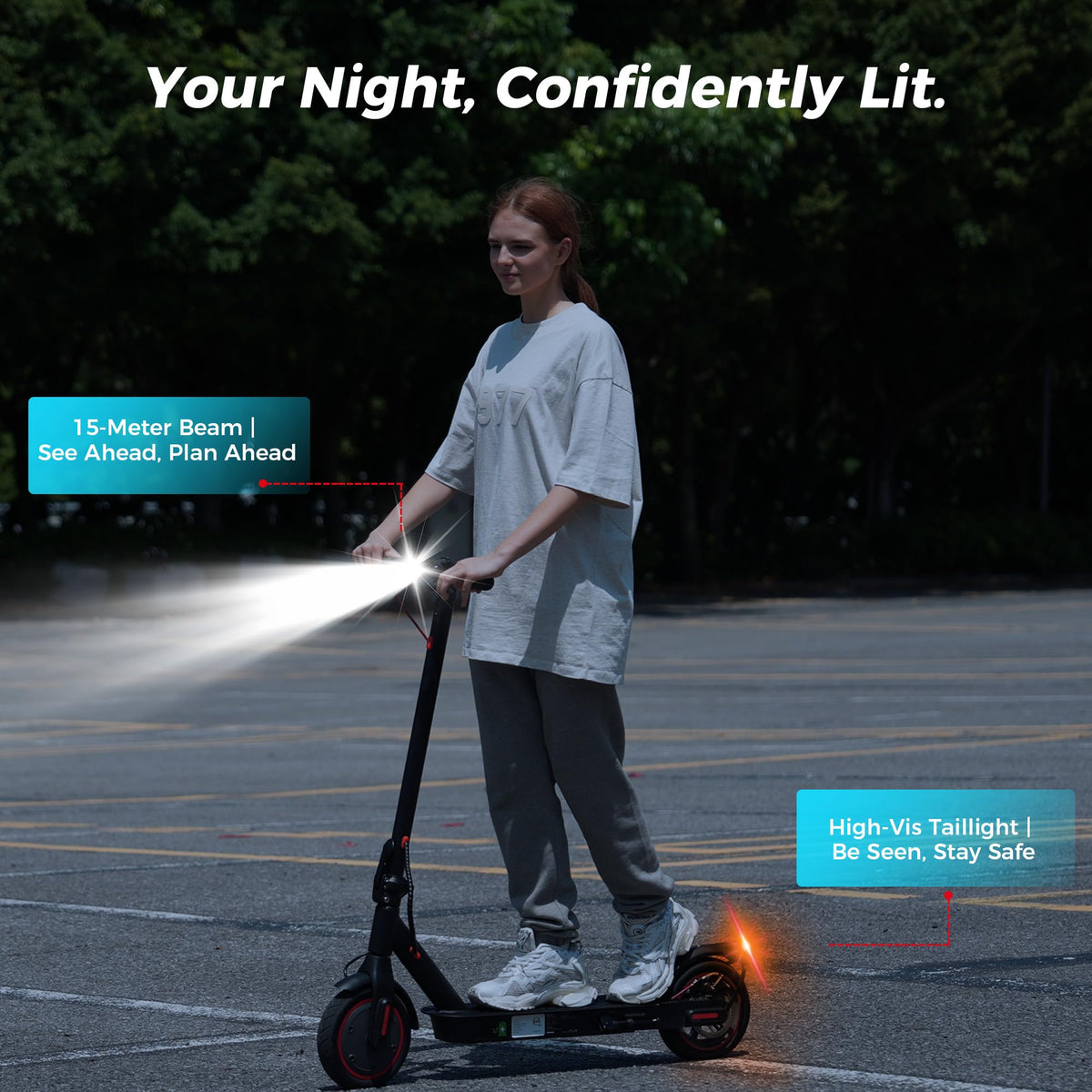 Electric Scooter 18Miles Max Range 19 Mph Foldable 8.5'' Solid Tire T8011