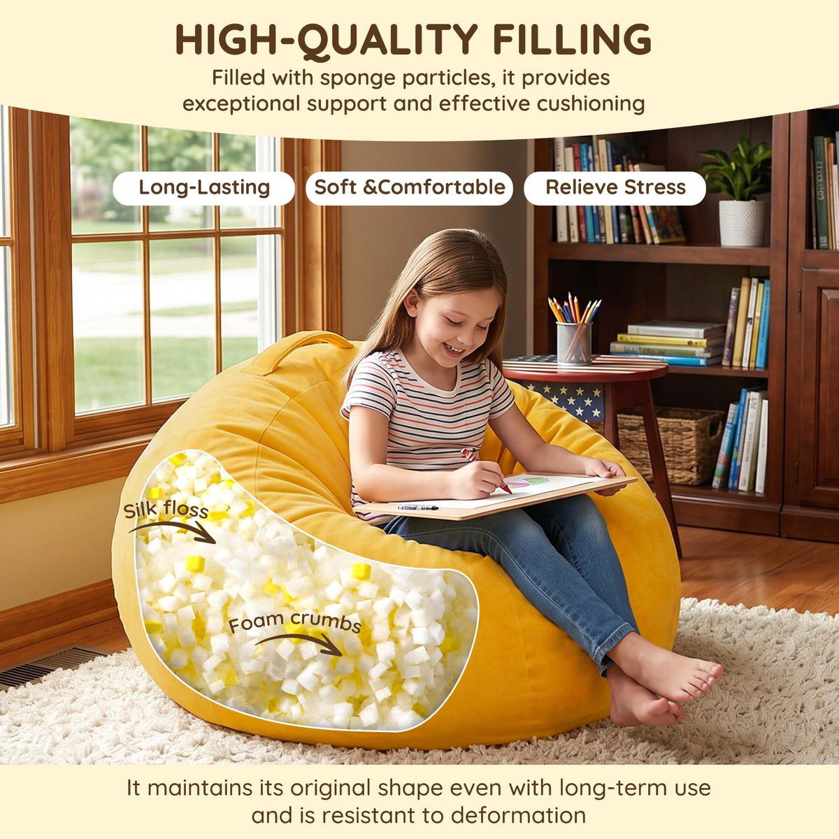 Yellow Kids Bean Bag Chair K892