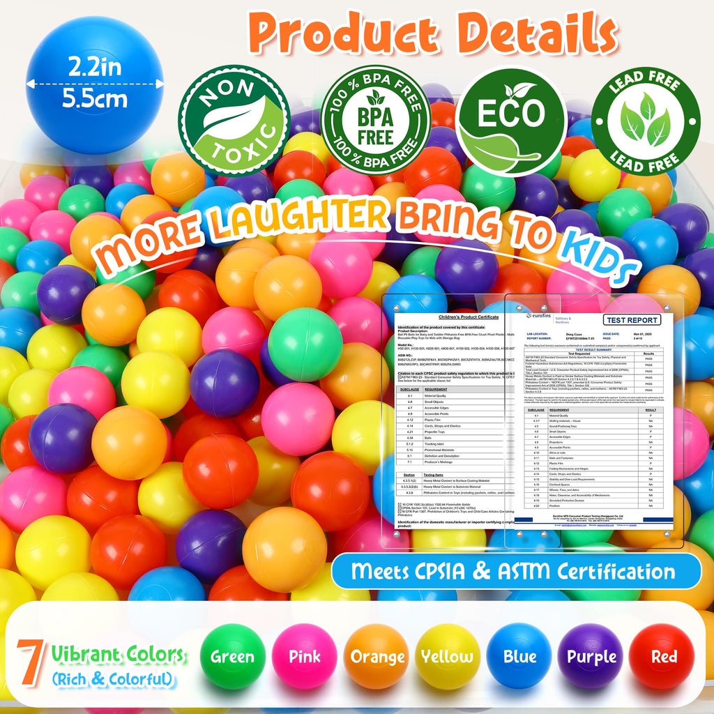 Crush Proof Plastic Ball Pit Balls with Storage Bag N175395