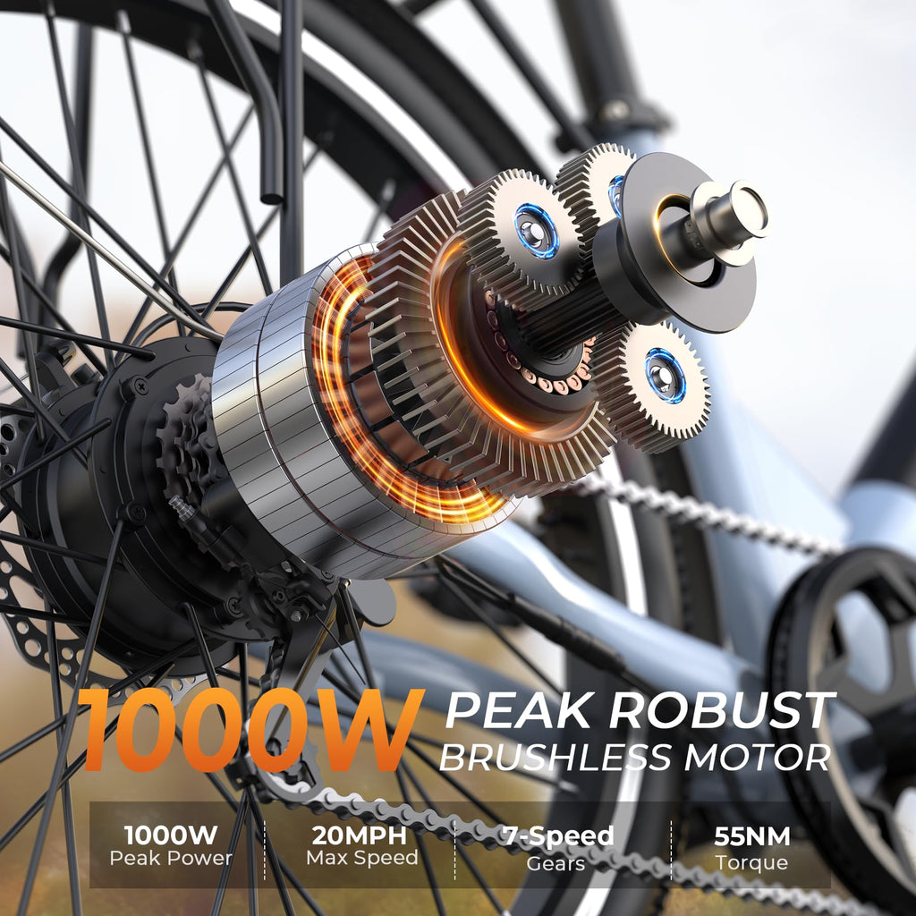 26" Step-Thru Electric Bike with 1000W Peak Motor N5648