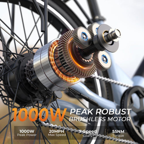 26" Step-Thru Electric Bike with 1000W Peak Motor N5648