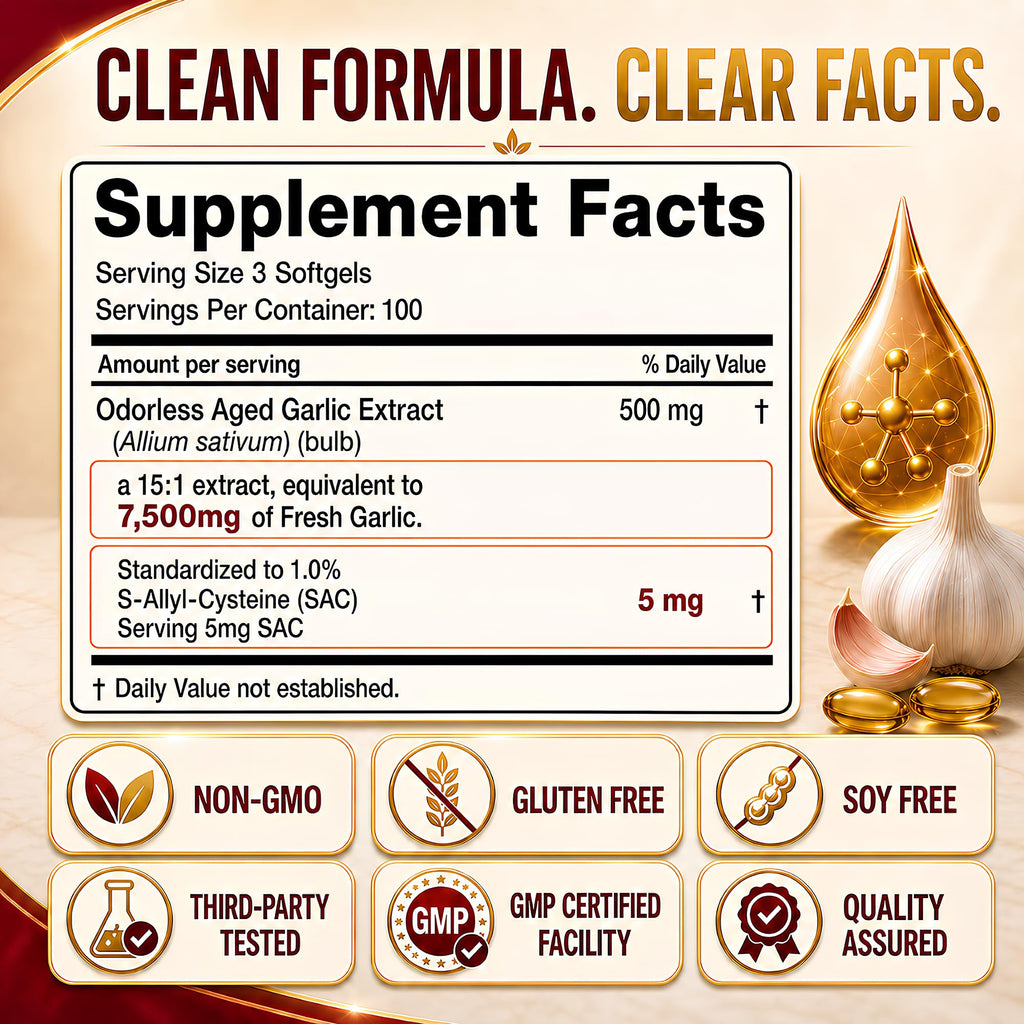 Aged Odorless Garlic Extract Softgels 300 Count H42310