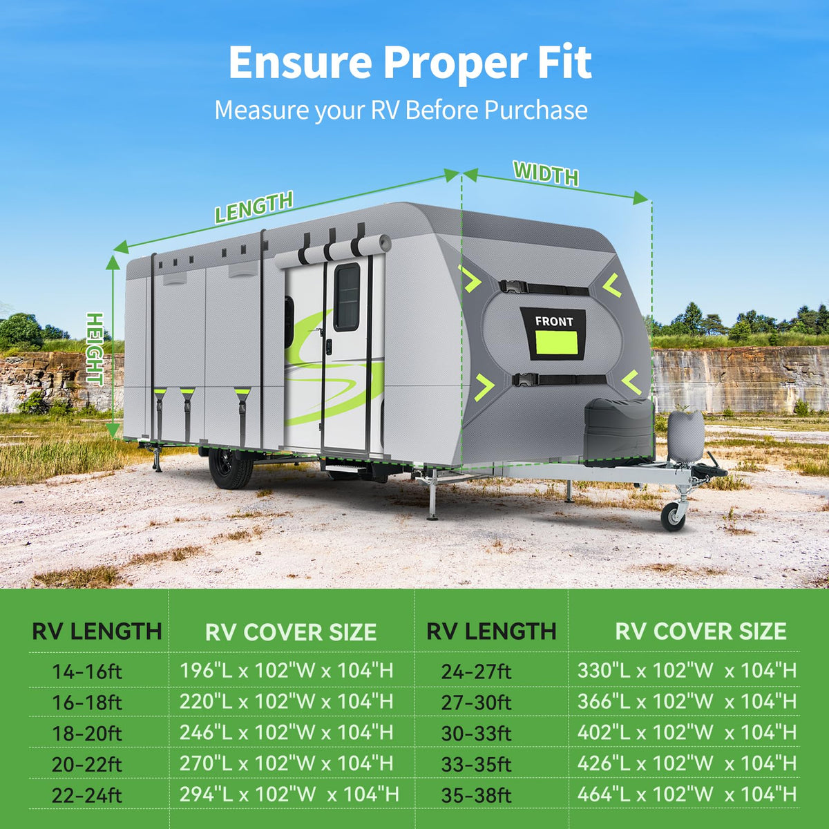 Heavy Duty 9 Layers RV Cover 14-16ft O98565
