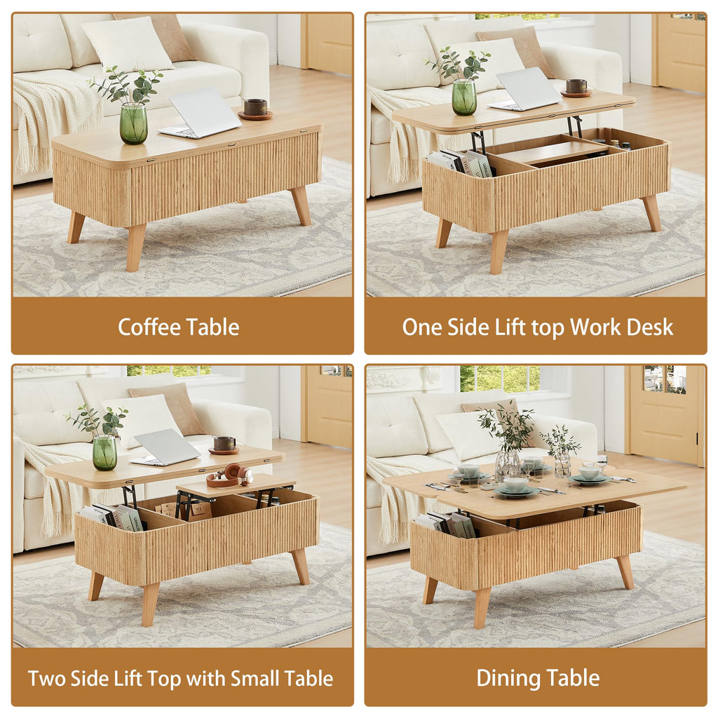 3 in 1 Lift Top Convertible Coffee Table with Storage F148