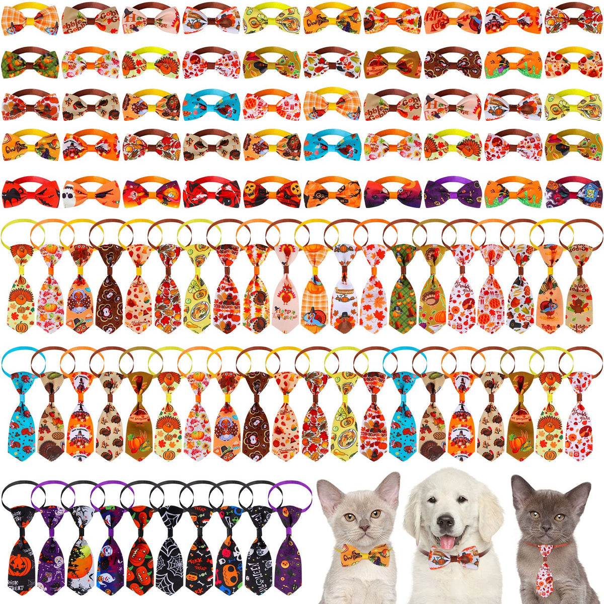 100 Pack Dog Bow Tie Collar Set S92647