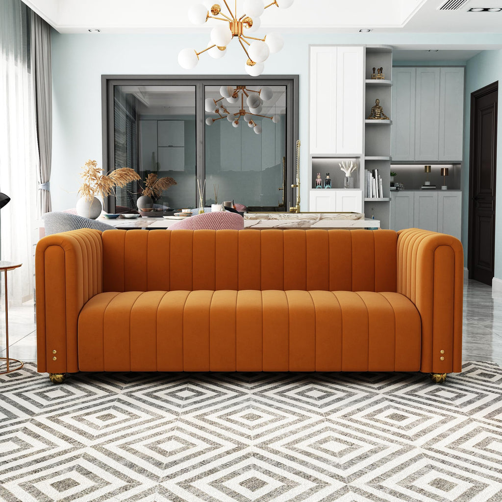 Orange Tufted Velvet Sofa Set E286651