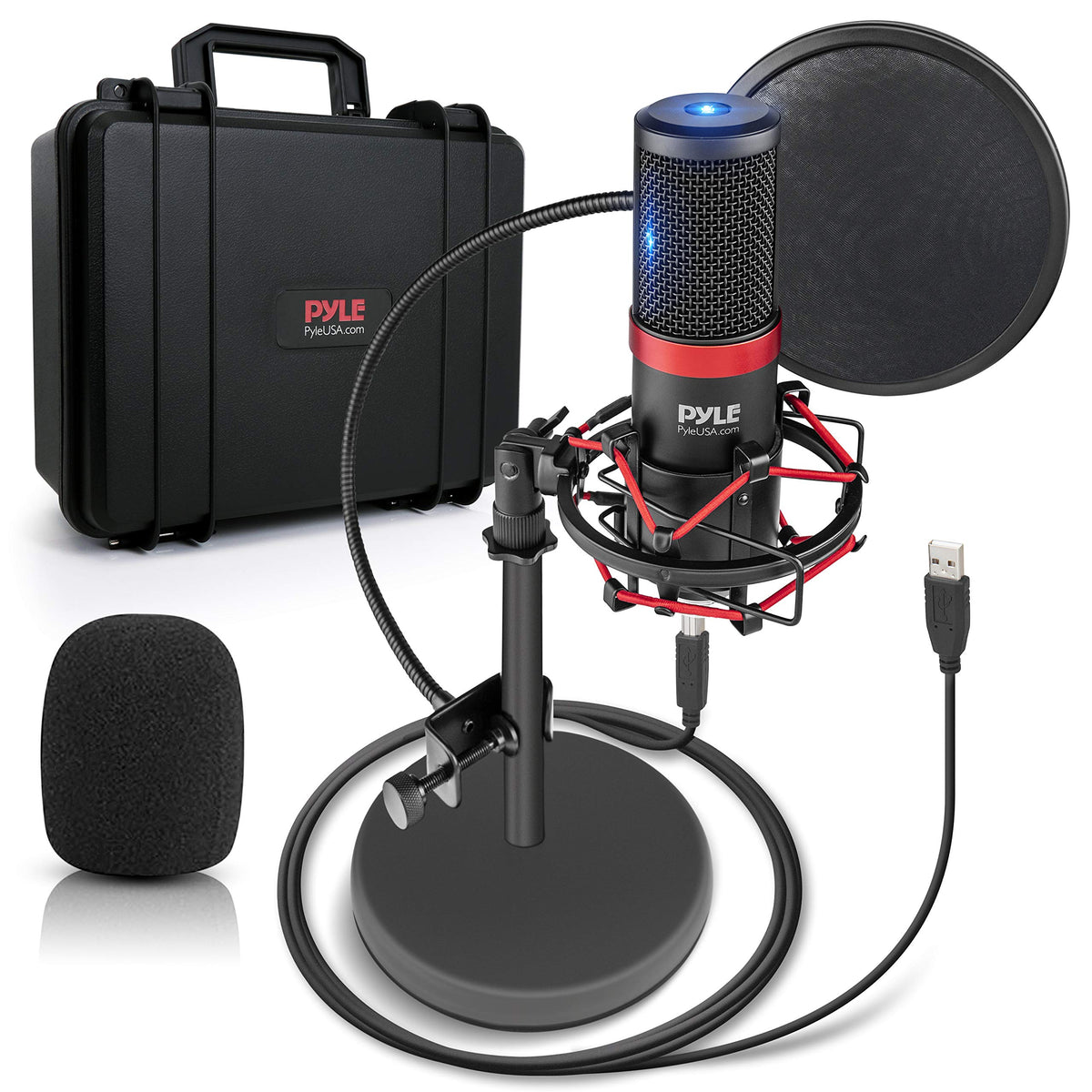 USB Cardioid Condenser Microphone Kit with Shock Mount Stand and Pop Filter W954302