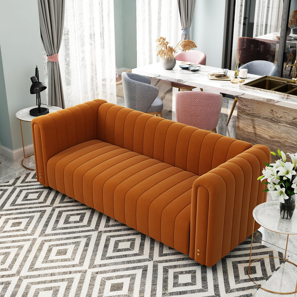 Orange Tufted Velvet Sofa Set E286651