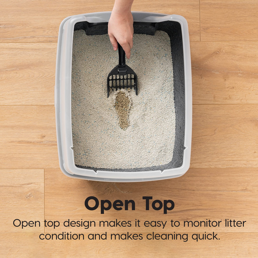 High Sided Cat Litter Box with Scatter Shield, Black J4865