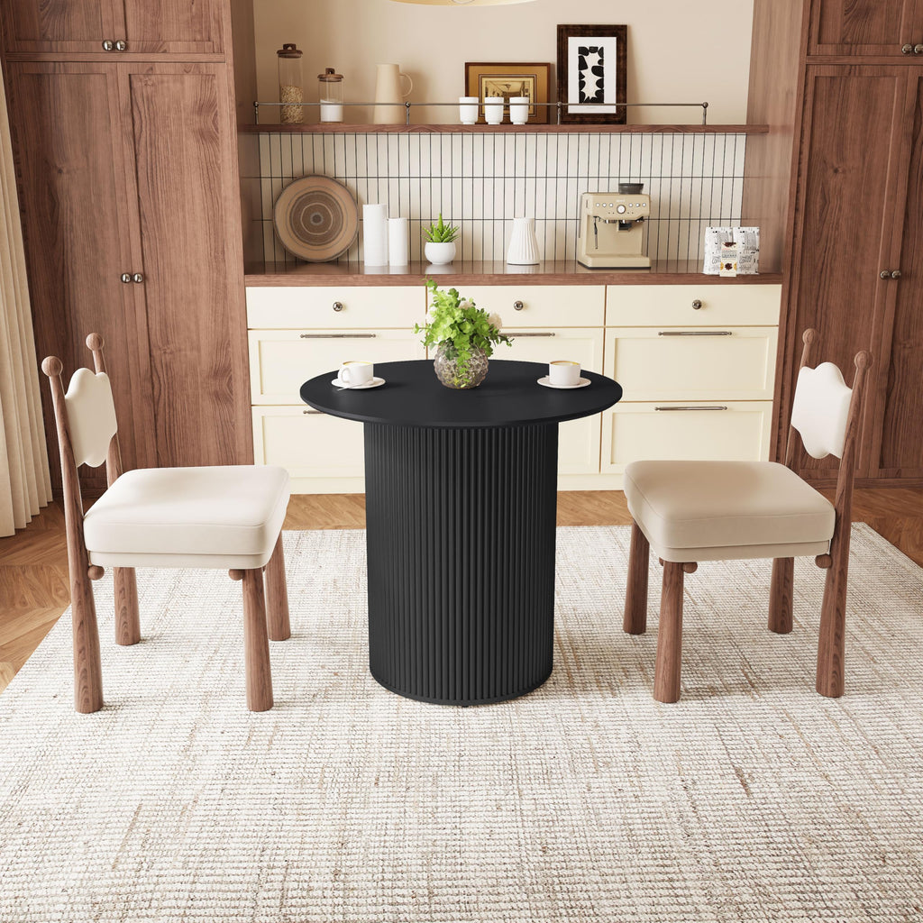 31.5" Round Dining Table with Fluted Wood Base H344