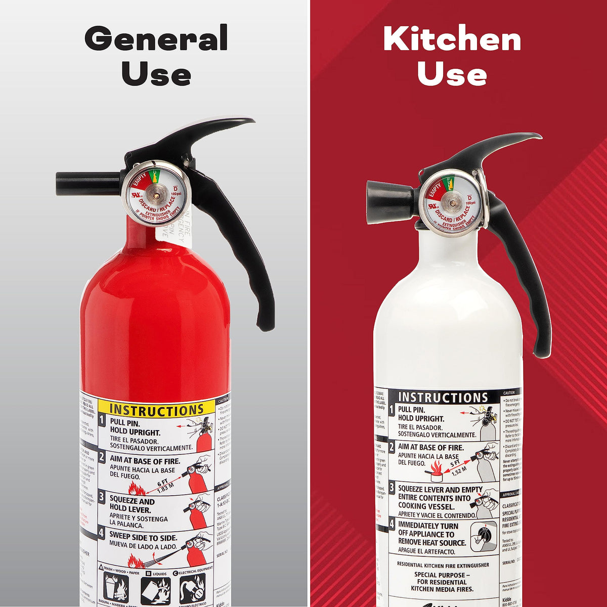 2 Pack Red Dry Chemical Fire Extinguisher with Mounting Bracket A158