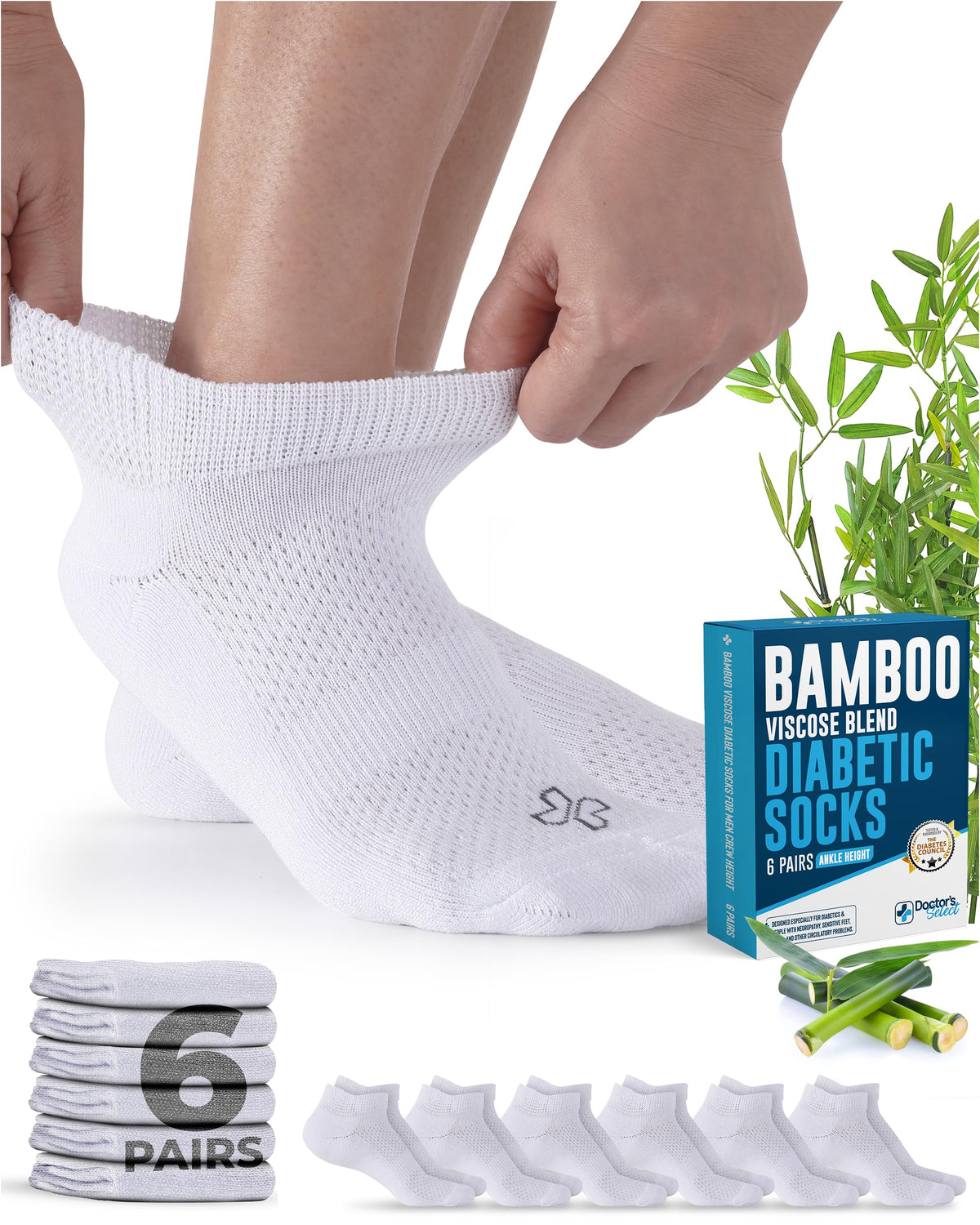 Viscose Bamboo Diabetic Socks 6 Pairs M63766