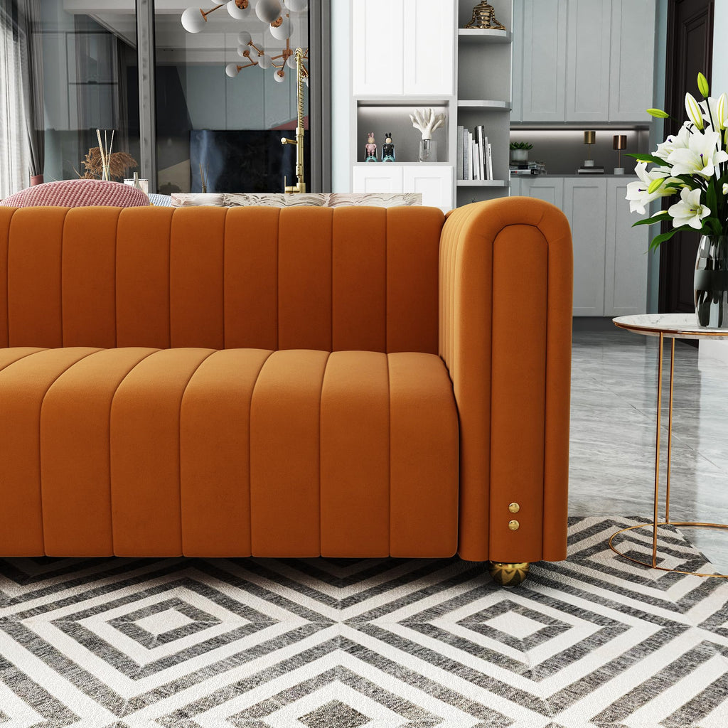 Orange Tufted Velvet Sofa Set E286651