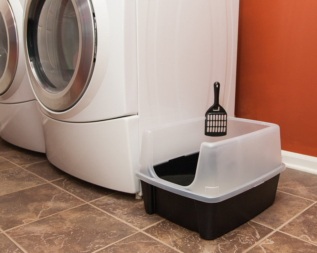 High Sided Cat Litter Box with Scatter Shield, Black J4865