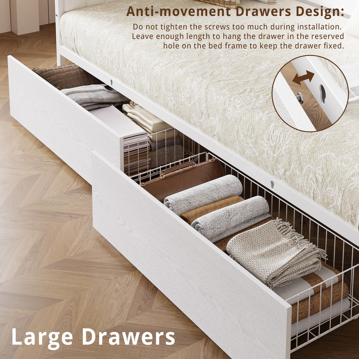 White Twin Daybed with Storage Drawers S7272