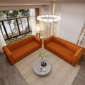 Orange Tufted Velvet Sofa Set E286651
