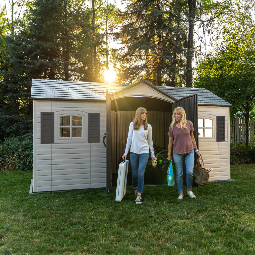 15x8 Ft Desert Sand Resin Outdoor Storage Shed Q95378