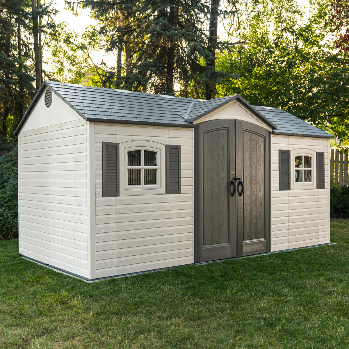 15x8 Ft Desert Sand Resin Outdoor Storage Shed Q95378